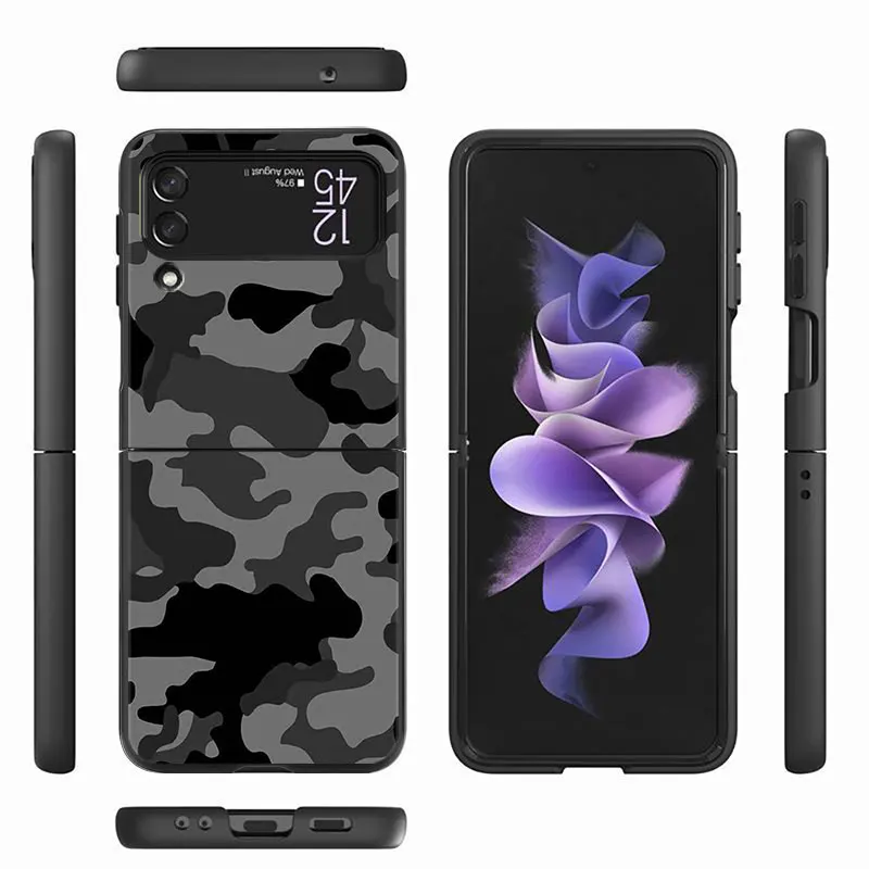 삼성 갤럭시 ZFlip3 ZFlip Z 플립 4 Z 플립 3 5G Flip4 ZFlip5 Flip3 백 블랙 위장 카모 밀리터리 용 전화 케이스