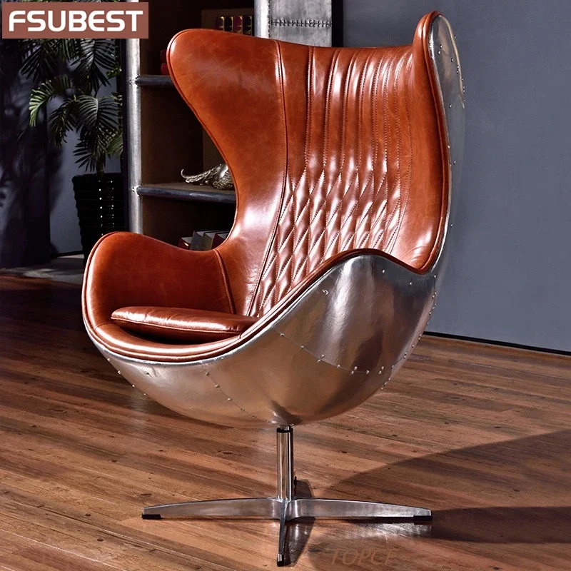 

Living Room Chairs Vintage Industrial Retro Metal Swivel Aluminum Lounge Fauteuils De Salon Armchair Sillas Sala Estar Furniture