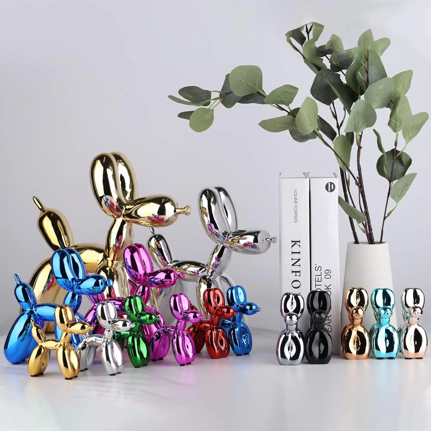 전기 도금 풍선 개  스칸디나비아 개 장식  아트 강아지 조각 거실 탁상용 홈 장식  현대 동물 조각상