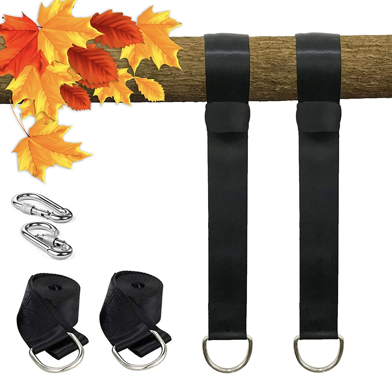 Camping Hammock One Pair Tree Swing Hanging Kit Hammock Straps 350 KG Load Capacity Rope Carabiner for OutDoor Hiking