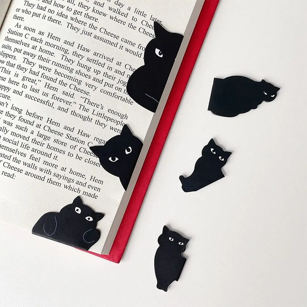 Black Cat Magnetic Bookmark Stationery Black Cat Student Gift Magnetic Bookmark Book Clip Personality Pagination Mark 6PCS+15PCS