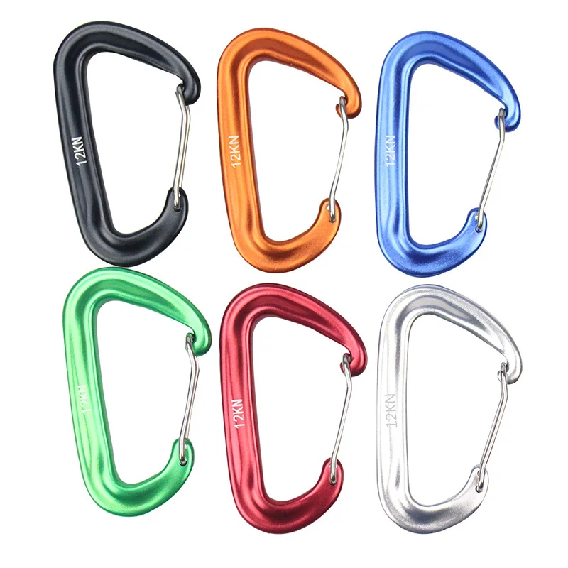 4 Stück Karabiner, 12KN Hochleistungs-Karabinerhaken, Aluminium-Drahtkarabiner für Hängematten, Camping, Outdoor und Fitness usw. – Detail 1