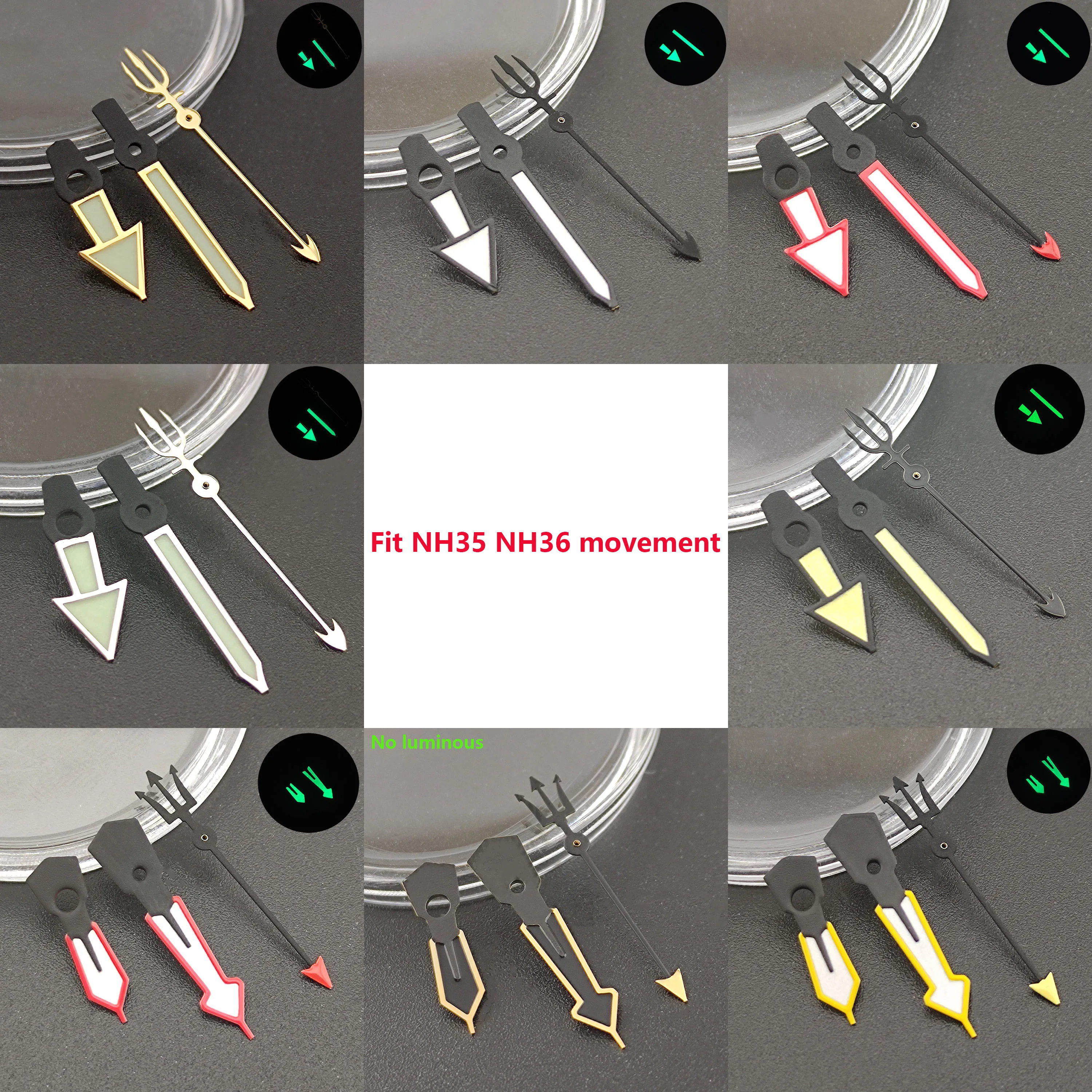 watch hands green super luminous hands fit NH35 NH36 movement Watch Movement High quality super green light pointer