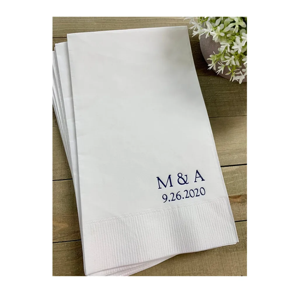 

50PCS Personalized Napkins Wedding Personalized Cocktail Beverage Paper Anniversary Party Monogram Custom Luncheon Guest Towels