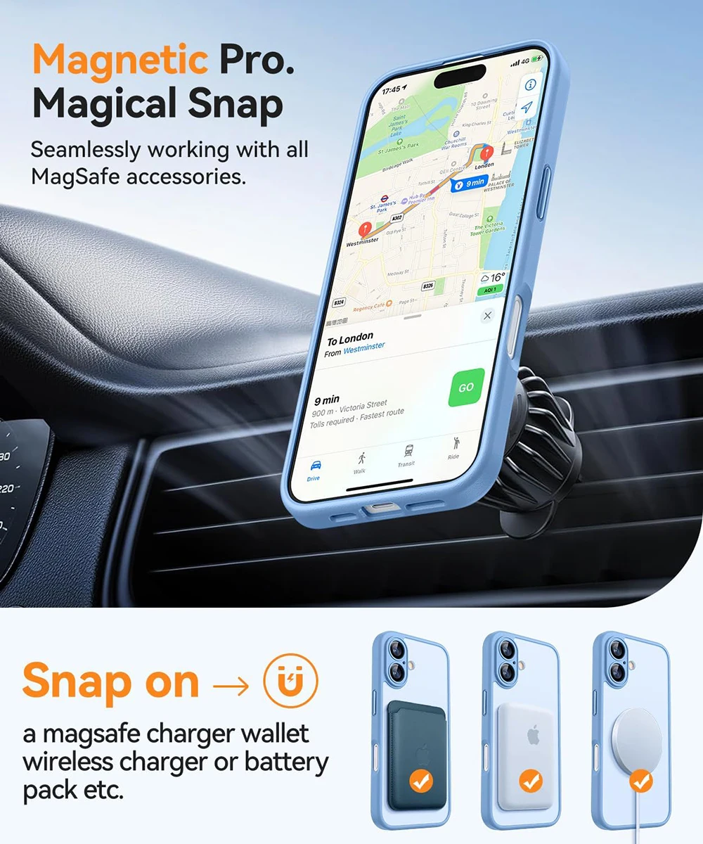 iPhone Case Magnetic Luxury Armor Shockproof Case For iPhone 16 15 14 13 Pro Max Plus For Magsafe Wireless Charge Cover Matte Translucent PC