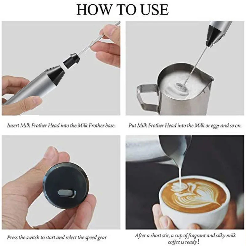 Milk Frother Portable Electric Milk Frother Handheld Coffee Foamer Mini Blender Stainless steel Egg Beater Drink Mixer Kitchen Whisk Tools milk frother,egg beater,electric milk frother