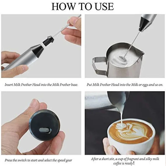 Montalatte elettrico portatile schiuma per caffè portatile Mini frullatore frullino per le uova in acciaio inossidabile miscelatore per bevande utensili per frusta da cucina 4