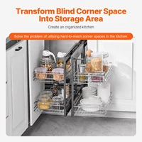 SucceBuy 2/3Tier Opening Blind Corner Pull Out Organizer 4 Shelf Kitchen Cabinet Organizer Slide Out Storage Organizer Basket 2