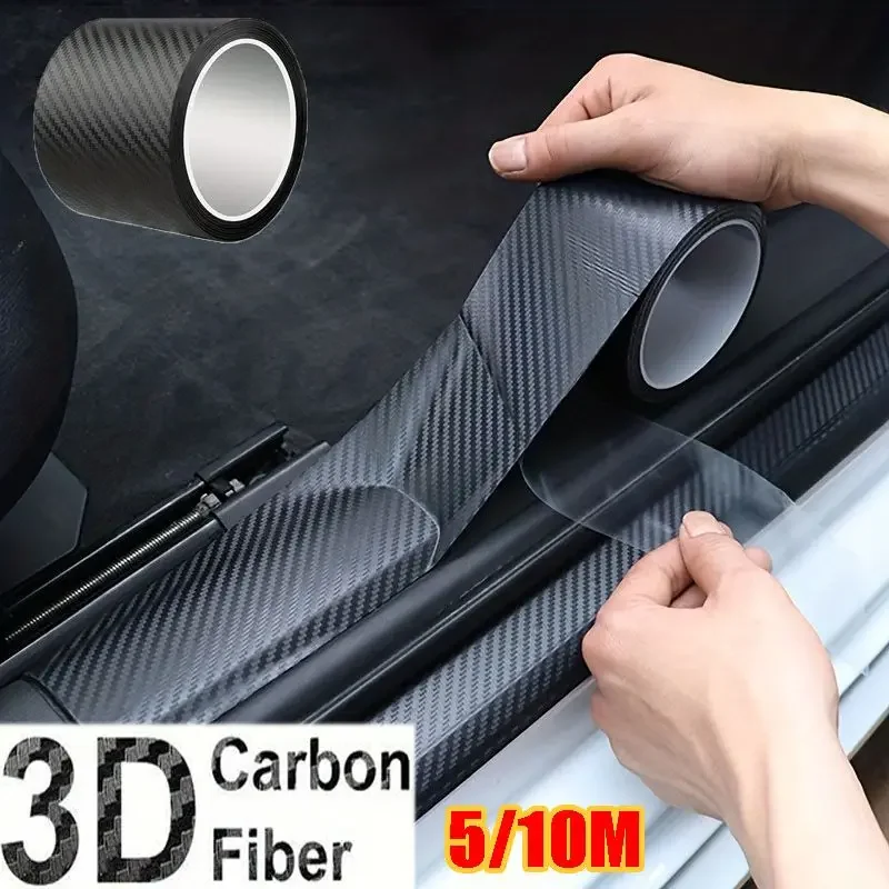 3PCS carbon fiber tape Nano 3D Carbon Fiber Car Sticker Threshold Protection Strip Bumper Tape Motorcycle And Bicycle Waterproof