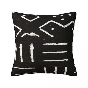 Contemporary African Mud Cloth Pillow Cover - Printed Polyester Cushion Case for Chair Decor