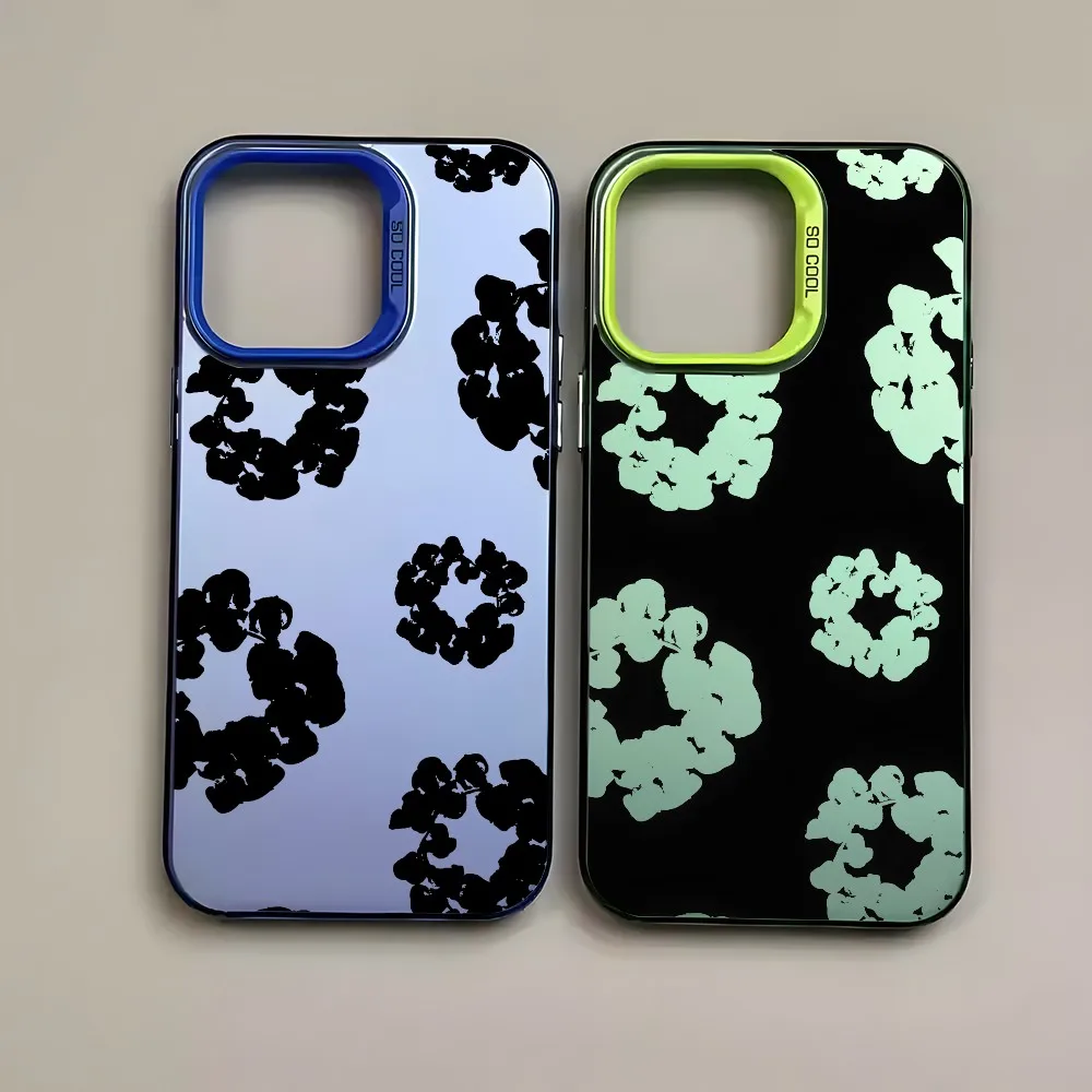 Black Flower Luxury D-Denims T-Tears Phone Case For iPhone 16 15 14 13 12 11 mini Pro Max X XR 8 Plus Anti Fall Matte Back Cover 6