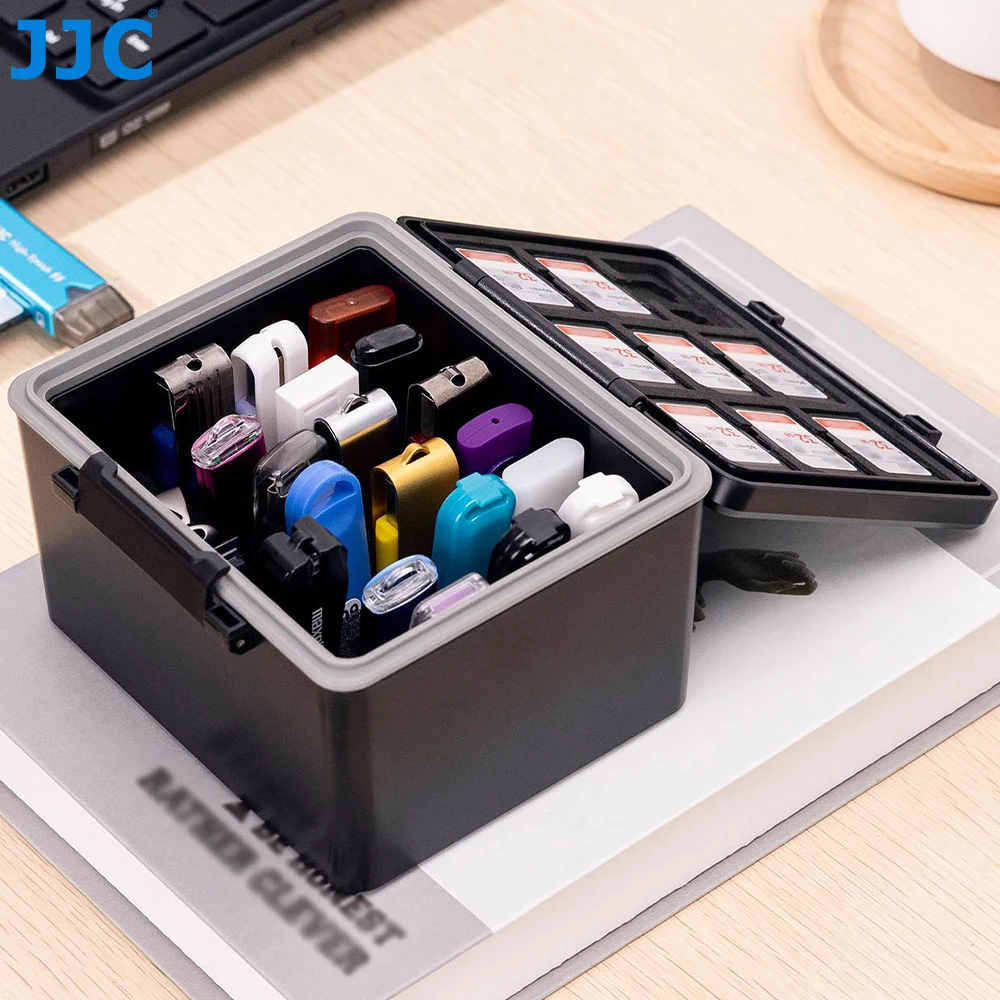 Jjc-waterproof Anti-static Usb Flash Drive Case Thumb Drive Storage Holder Box Acessórios Bolsa 24 Slots