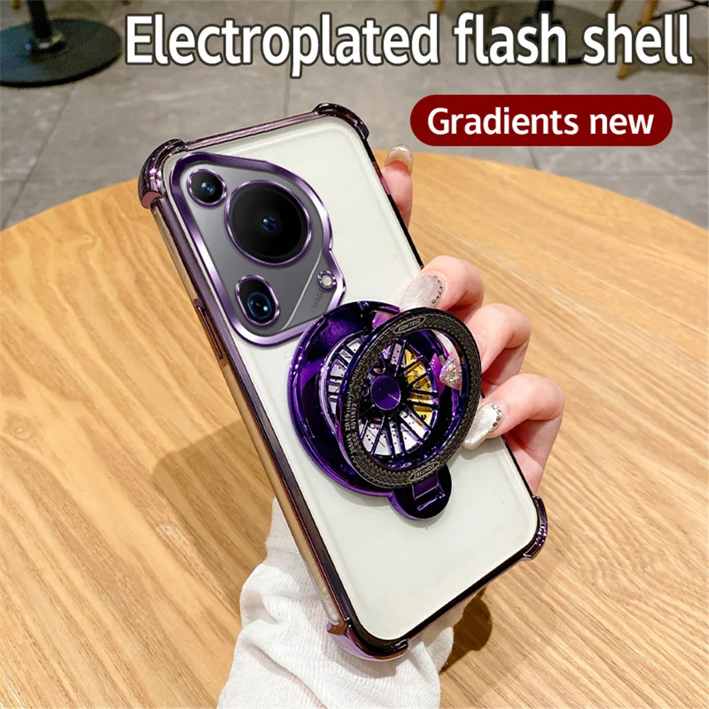 Luxury Glitter Plating Shockproof Phone Case with Spinner Stand Holder