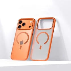 Deluxe Matte Hybrid Magnetic Phone Case with Alloy Lens Frame and Shockproof Design - iPhone Air (Orange)