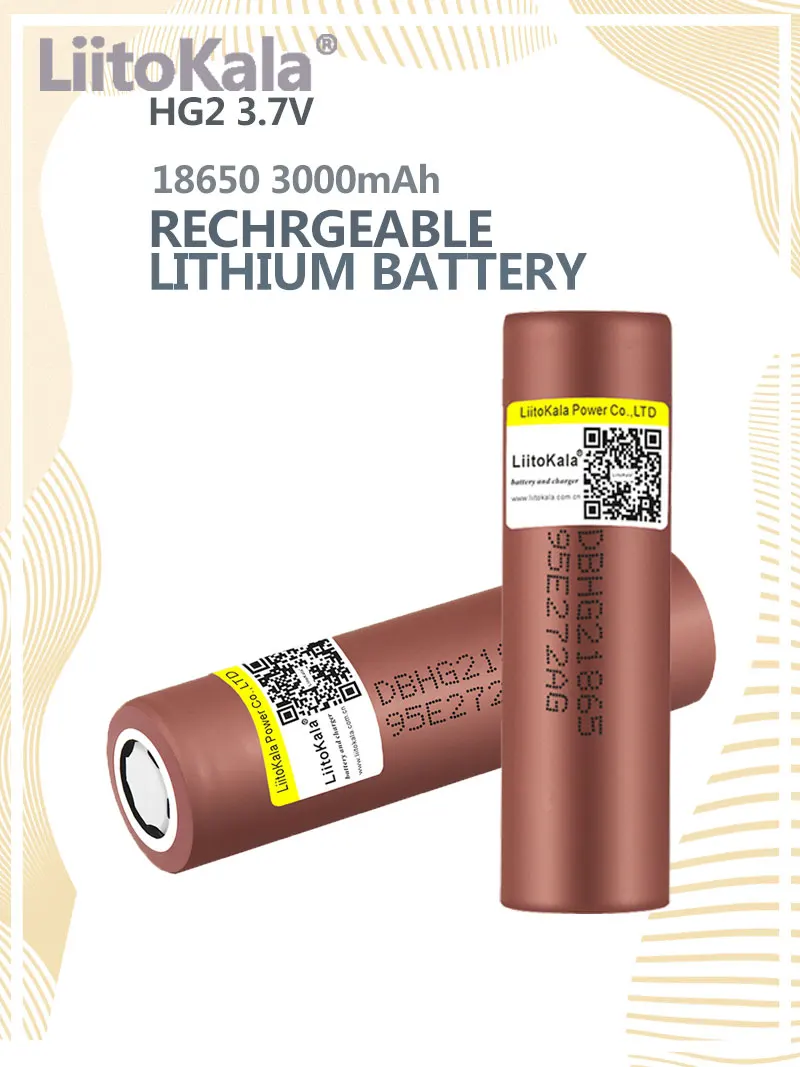 

100 шт., перезаряжаемые батареи 100% HG2 18650 3000 мАч