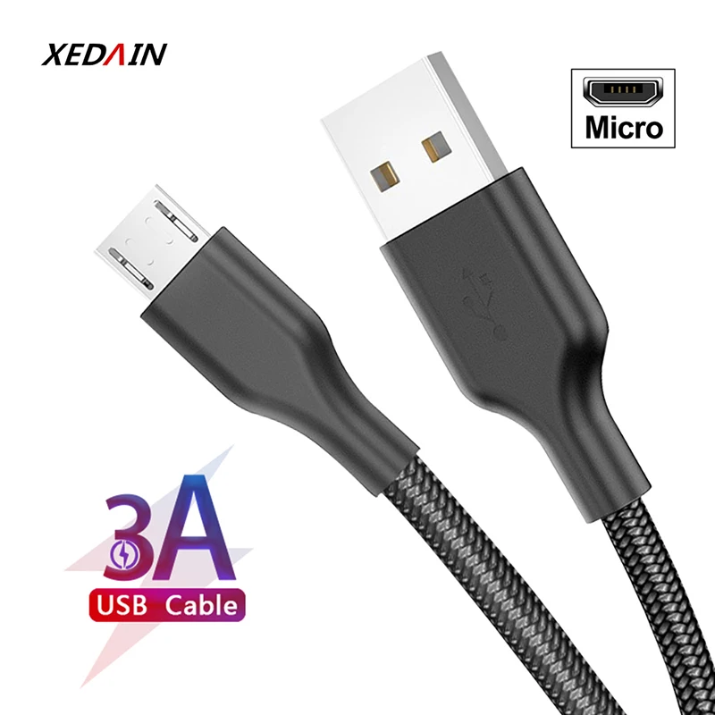 Micro USB Data Cable 3A Mobile Phone Fast Charge Charger Nylon 1M Extension for Huawei Samsung Android |