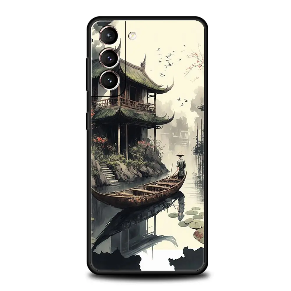 Japanese Landscape Design Soft Silicone Phone Case