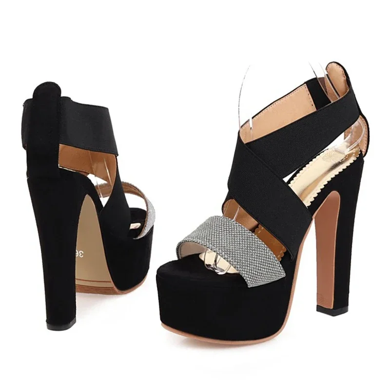 

Fashion Sexty Women Ladies Wedding Party gladiator Stiletto Super High Heels 15Cm Sandals Front Platform 5Cm Pumps Shoes D-8