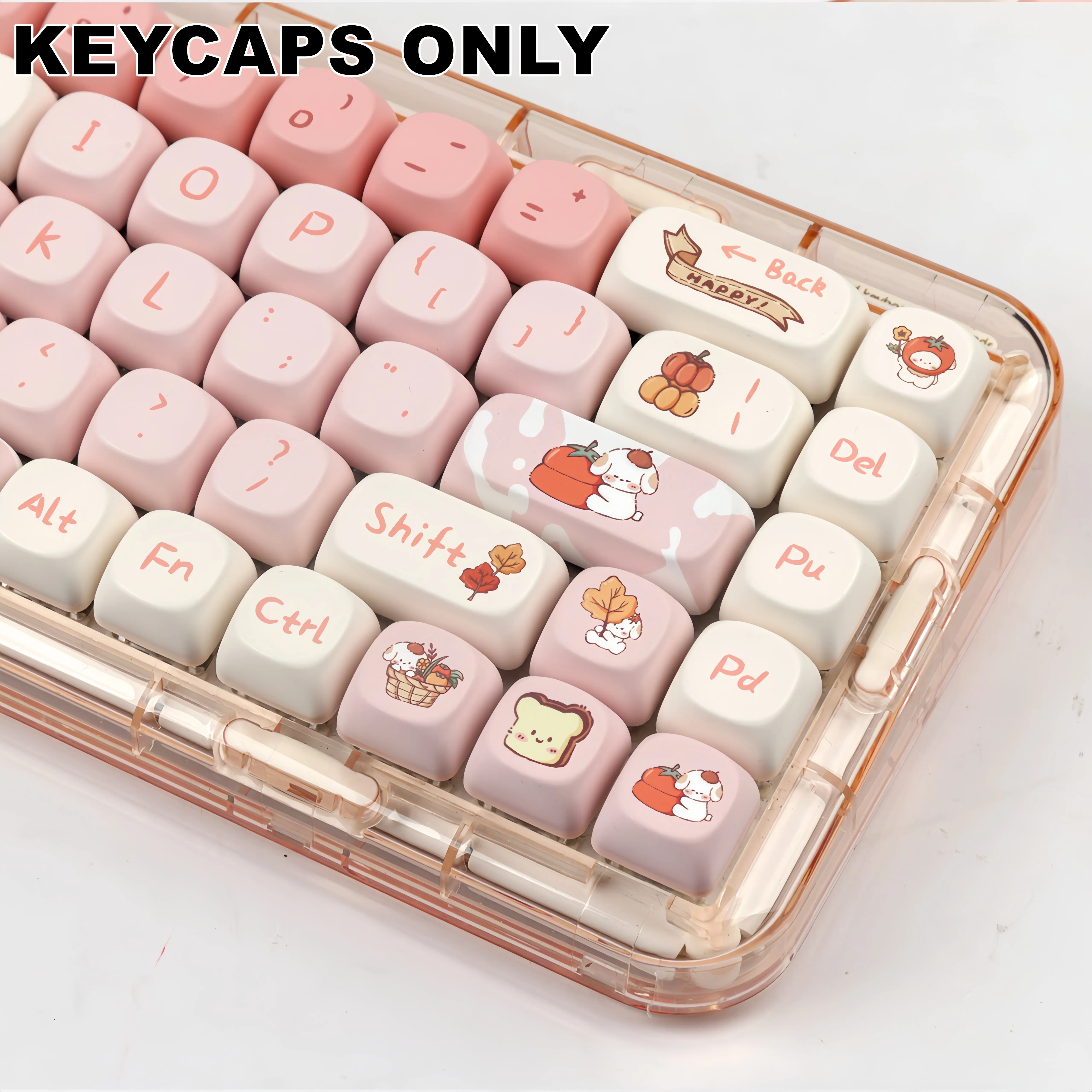 Kawaii Pink Autumn Pastel Puppy Keycaps (140 keys) - Limited Edition