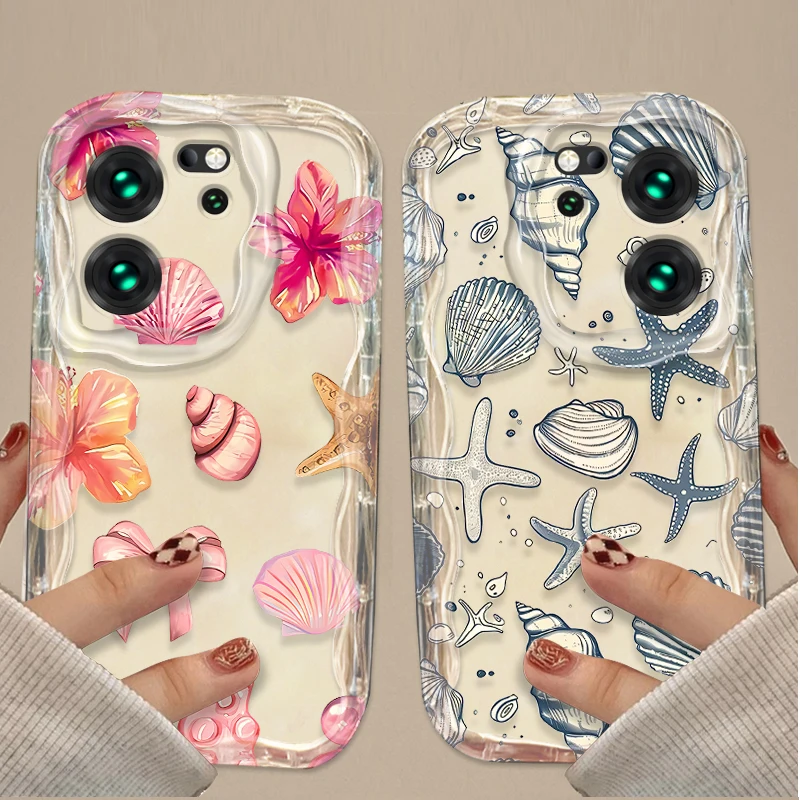 Blue Pink Ocean Animals Clear Phone Case Cover