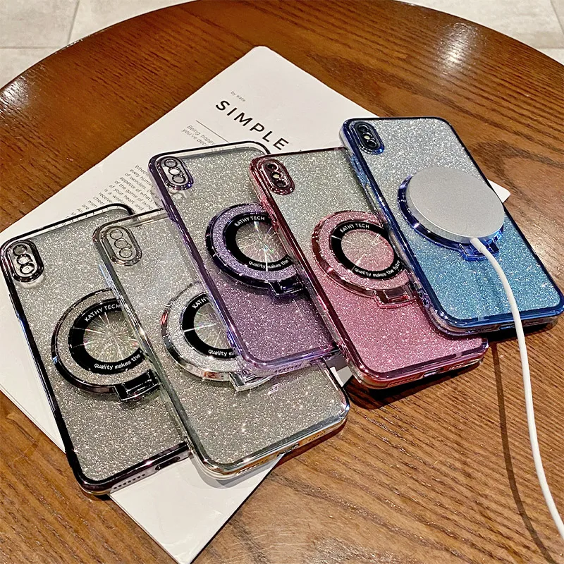 Custodia Glitter Con Cristalli Per IPhone 15 - Donna, Morbida TPU Trasparente Con Protezione Fotocamera E Antiurto