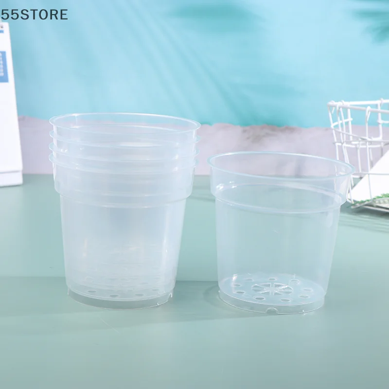 Description Picture 4 of item5Pcs Round Seed Starter Tray Transparent Planter Nursery Pots With Drainage Hole For Orchid Plants Flowers Garden Tools