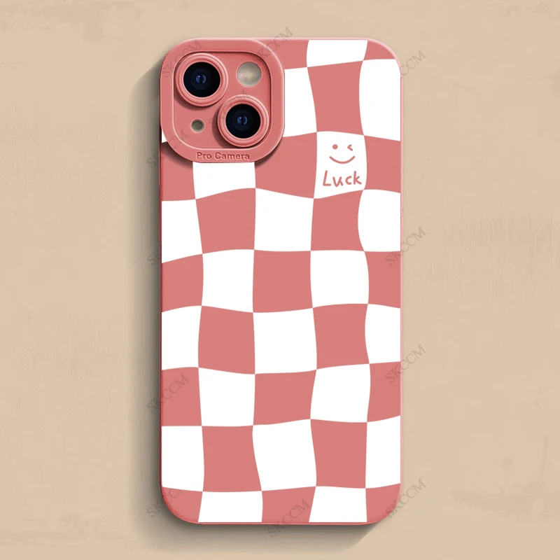Matte White Grid Shockproof Fashion Phone Case - Stylish Back Cover