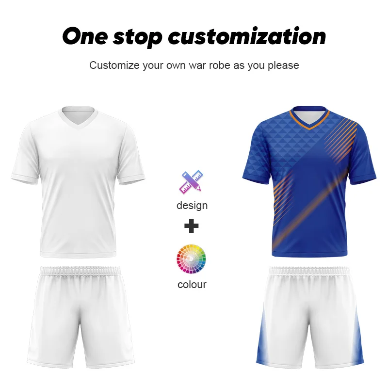 100% Polyester Cheap Soccer Jersey Shirts Breathable Football Jersey Sets With Name Number Quick Dry Soccer Uniform For Men W041