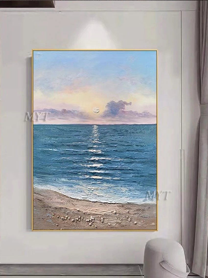 

Modern Art Paintings Colors Blocks Abstract Oil Painting Shell Beach And Blossoming Waves Corridor Decoration Picture