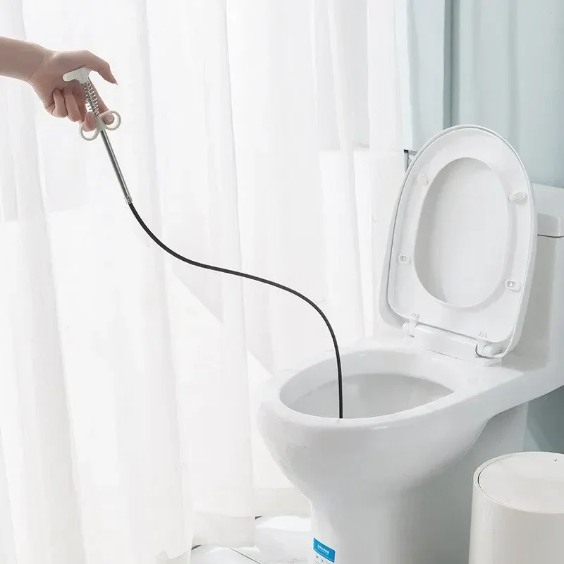 1pc 160CM Snake Spring Pipe Dredging Tool Sewer Pipe Unblocker Kitchen Bathroom Sewer Cleaning Tool Kitchen Accessories