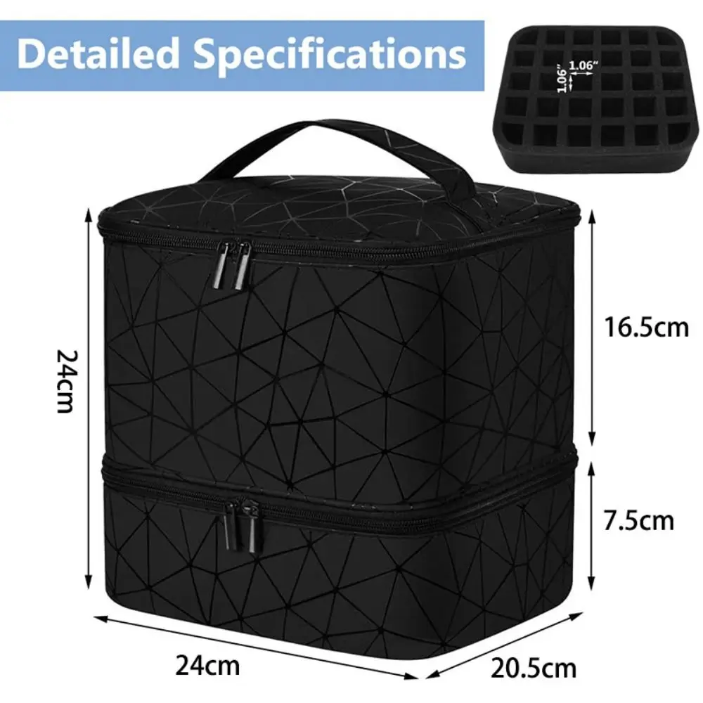 30 Grids Nail Organizer Makeup Bag Cosmetic Manicure Case Professional Double Layer Design Nail Polish Gel Handbag with Handle 6