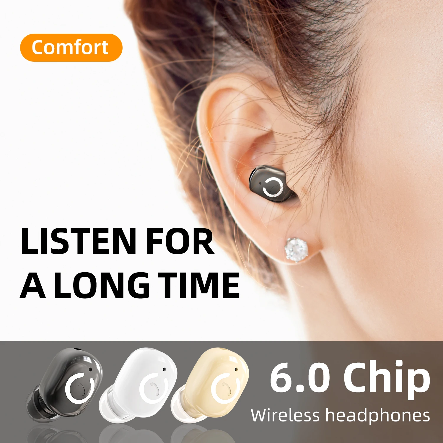 Wireless Bluetooth Ear-Mounted Waterproof Earbud with Mic