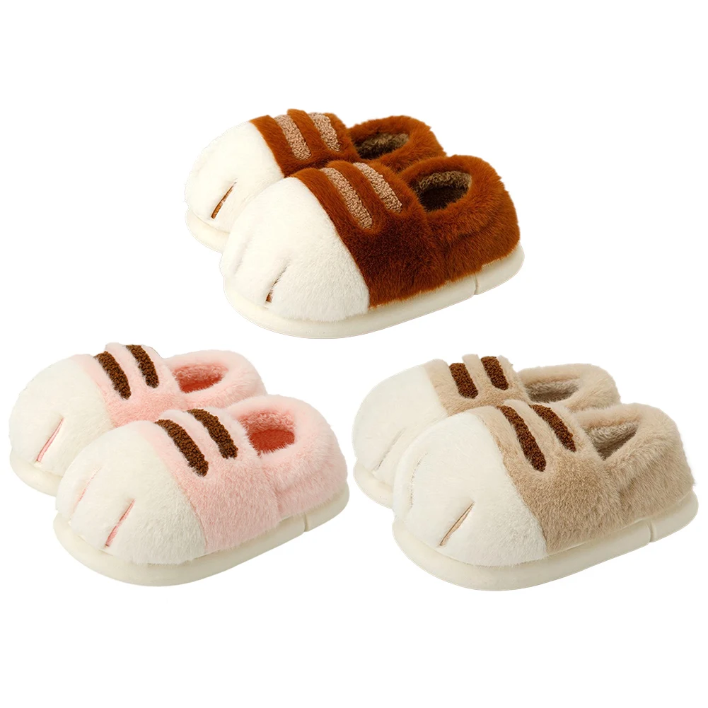 Cozy Plush Cat Paw Slippers for Women and Men