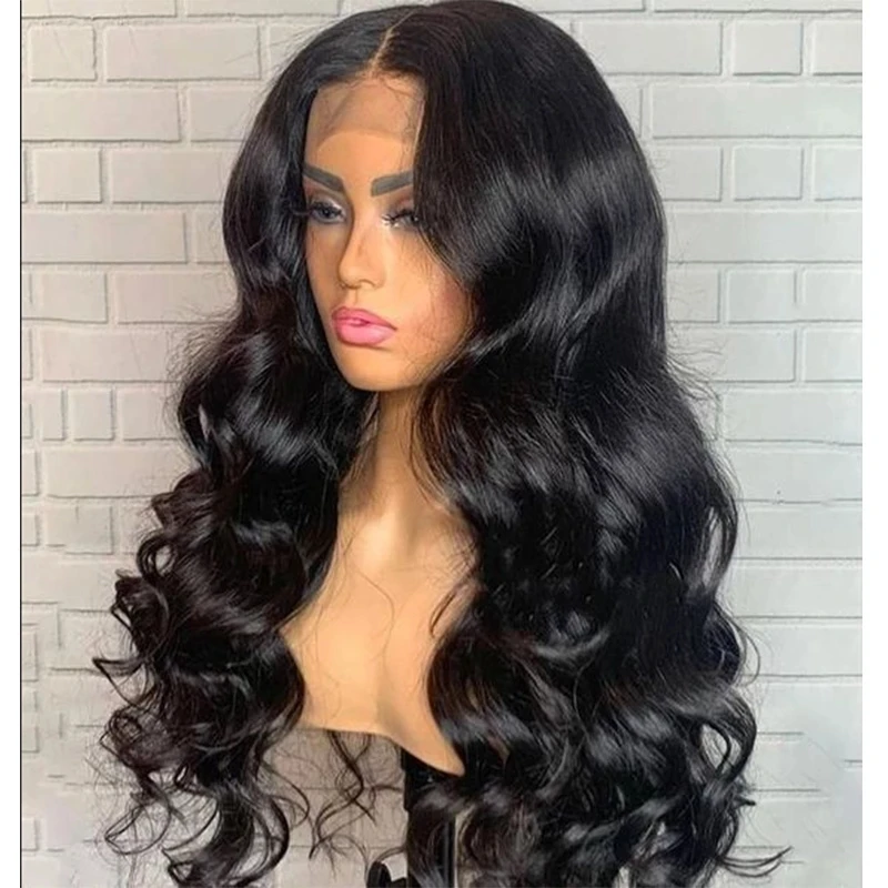 

26inch 180density Natural Wave Lace Front Wigs Soft Smooth Black Lace Frontal Wig For Women Heat Resistant Glueless Daily Wigs