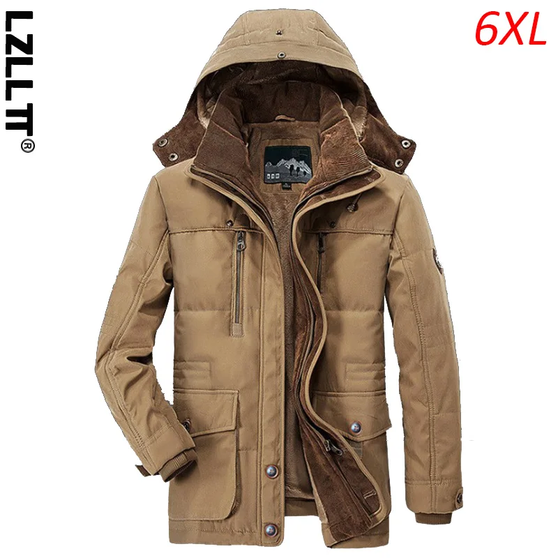 Winter Men Fleece Warm Hooded Thick Jackets Parka Coat Men Casual