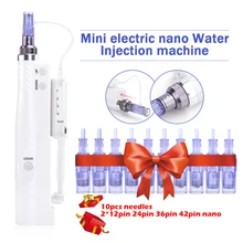 

Mini Hydra Injector with 2/10pcs Needles Set Derma Pen Nano Mesotherapy Microneedle Dr Pen Mesogun Facial Treatment Machine