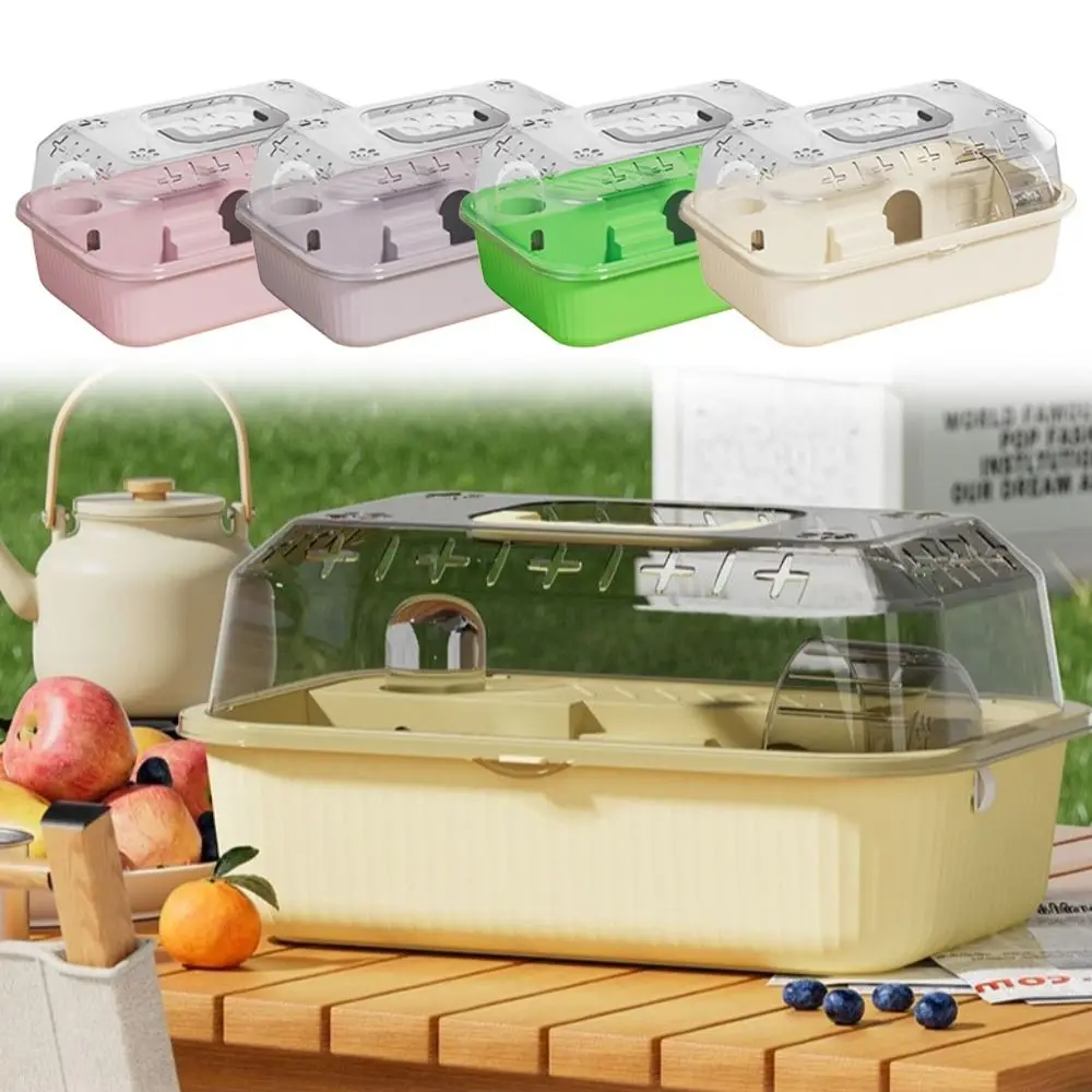 Nuova gabbia per criceti superiore apribile trasparente con manico per criceti Habitat House Ventilazione Gabbie per piccoli animali per gerbilli Riccio - immagine 2
