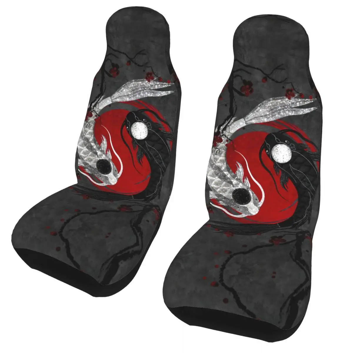 

Ying Yang Fish Universal Car Seat Cover Auto Interior Suitable For All Kinds Models Car Seat Covers Polyester Fishing