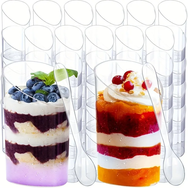 Disposable Dessert Cup Plastic Cup Appetizer Cups Tilted Circular Tasting Sample Afternoon Tea Party Appetizer Snacks Tasting