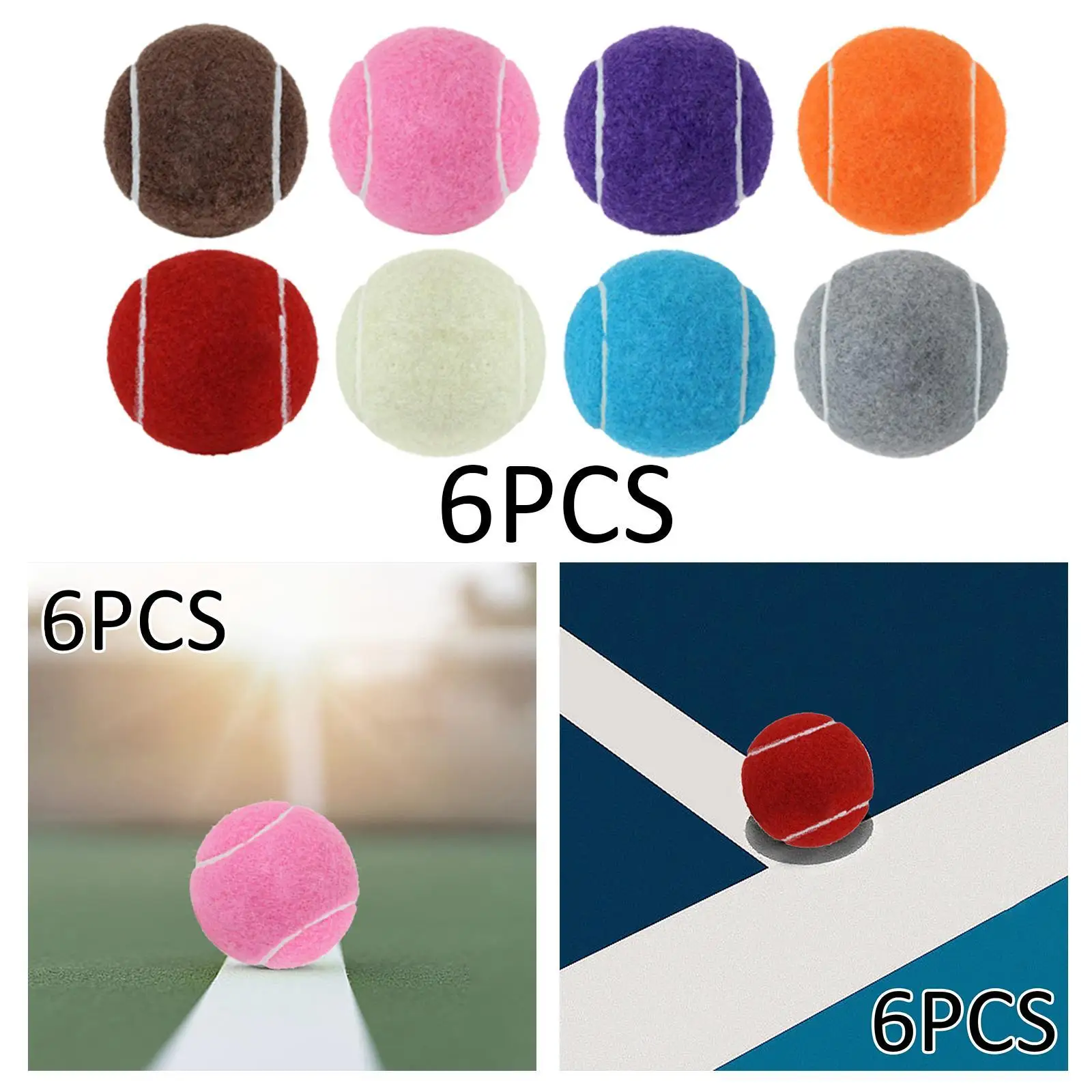 6Pcs Tennis Balls Training Balls 6.4cm Diameter for Beginner Training for Enthusiasts Racquet Sports Activities