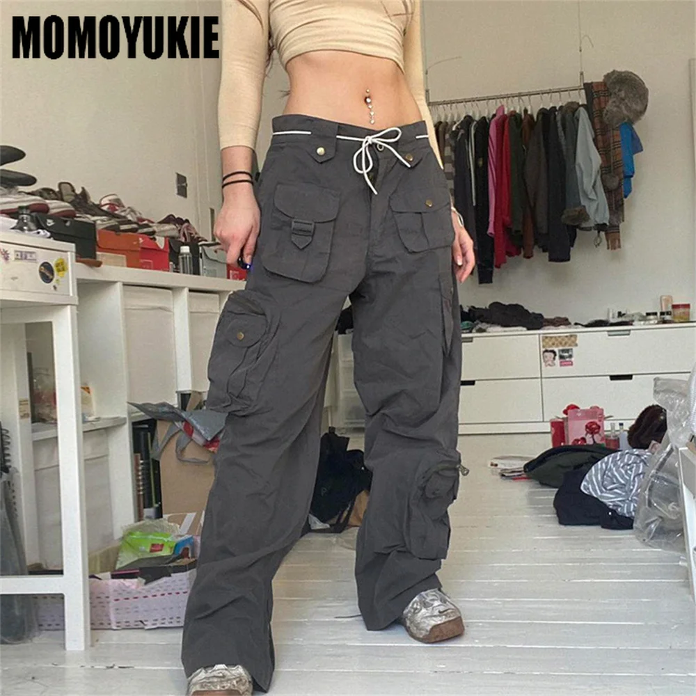 Womens Cargo Multi Pockets Casual Outdoor Loose Pants Long