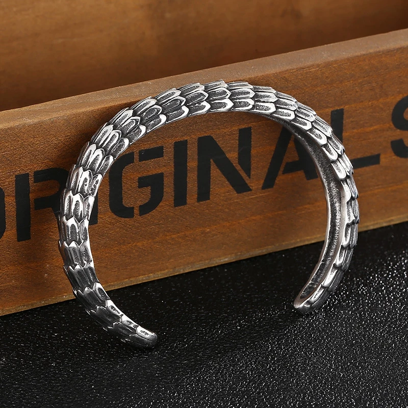 

Vintage Dragon Scale Bracelet Men's Stainless Steel Street Domineering Animal Women Hand Bracelets Motorcycle Jewelry Wholesale