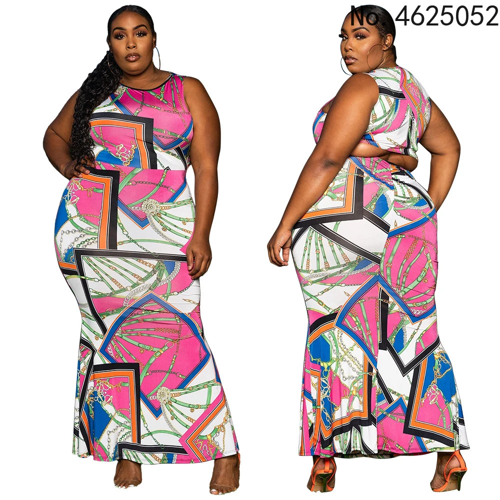 2022 African Dresses For Women Summer Sexy O-Neck Sleeveless Robe Dress Elegant Fashion Female Long Dress Africa Clothing african wear for women