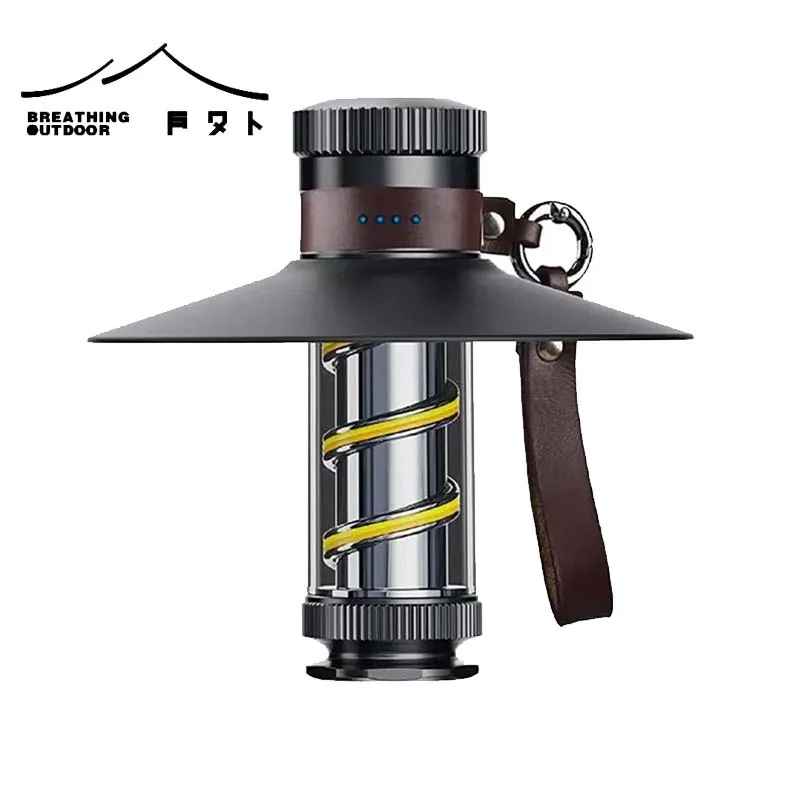 

LED Rechargeable Portable Camping Lantern Camp Bright Flashlights with Stepless Dimming Waterproof Powerful Handheld Work Light