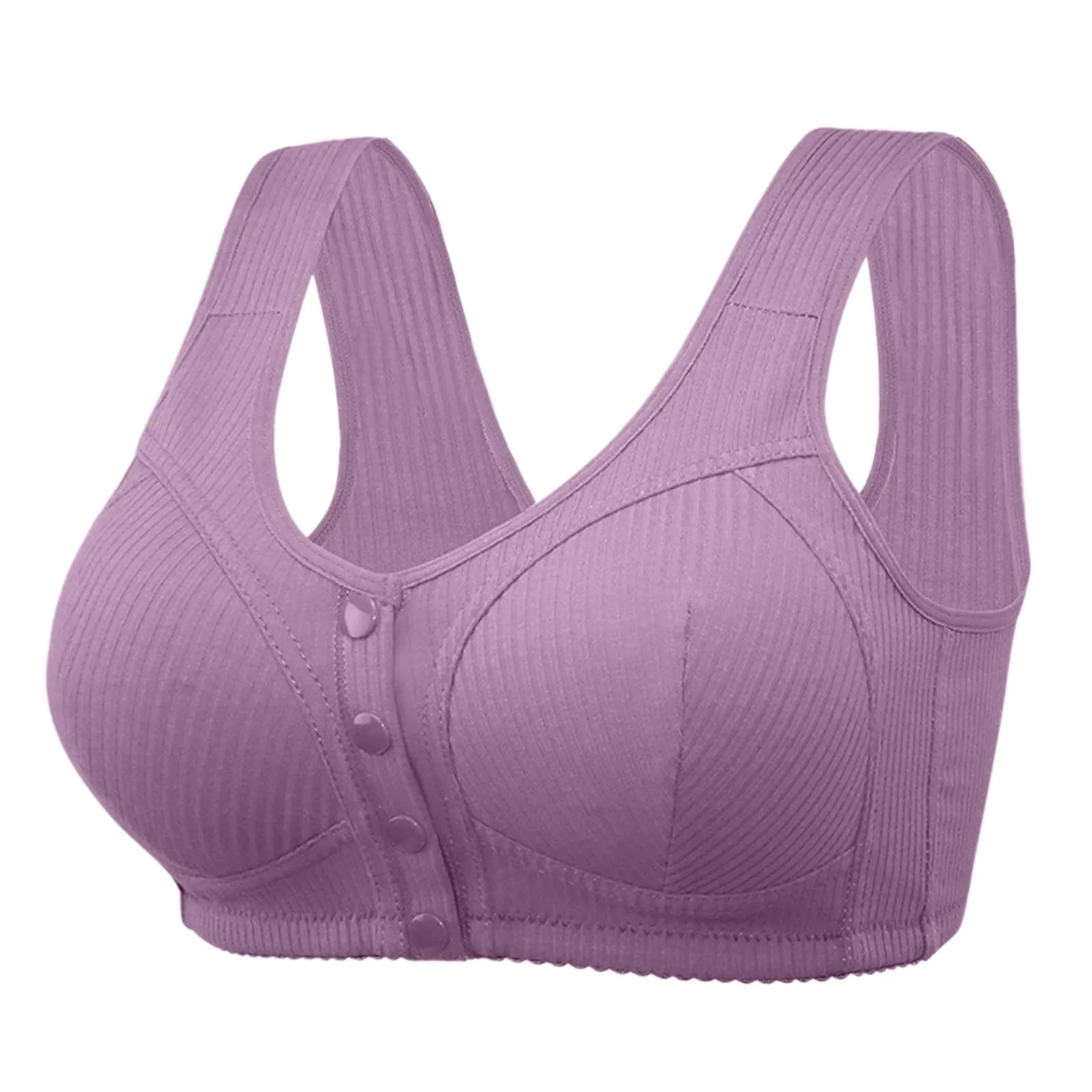 

Women's Front Button Bra Solid Color Large Size Underwear Comfortable Gather Bra Breathable Thin Section Without Steel Ring Bra