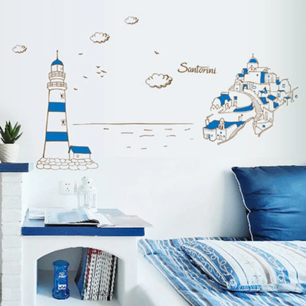 

Blue Harbor TV Setting Wall PVC Three Generations Of Wall Stickers On The Wall