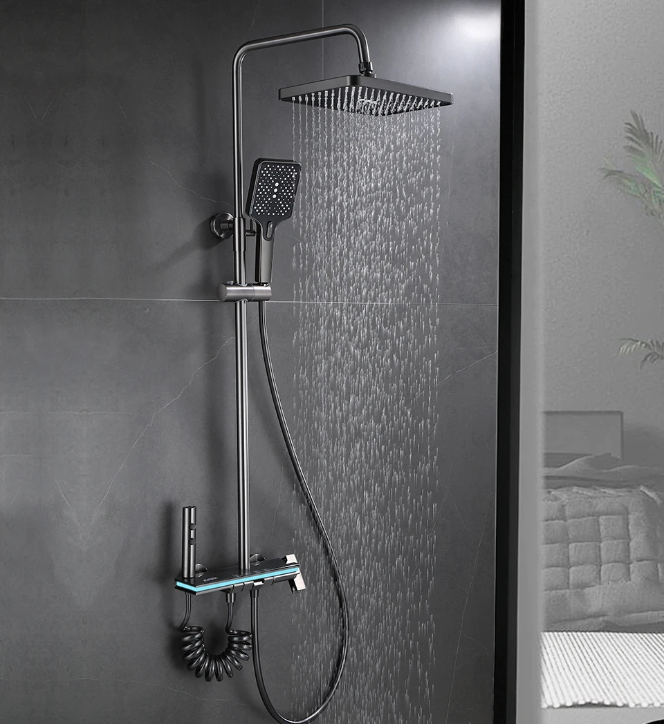 Description Picture 4 of itemDigital Shower System Set Intelligent Bathroom Temperature Display Shower Faucet Set Rainlfall Bathroom Mixer Bidet Shower Set