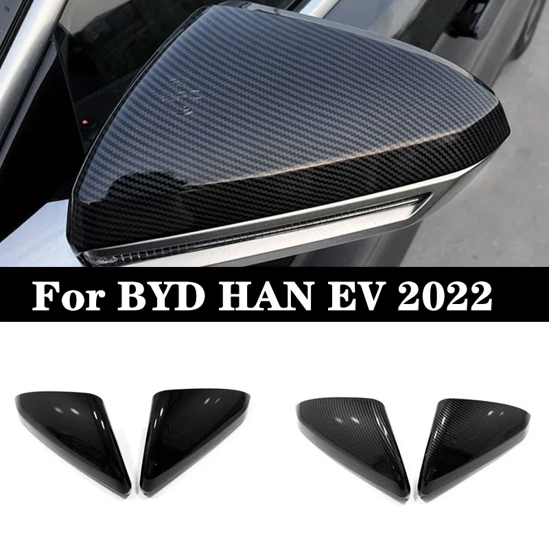 

For BYD Han EV 2022 Accessories Door Side Wing Rearview Mirror Cover Trim Crash Protection Sticker Styling ABS Carbon Black