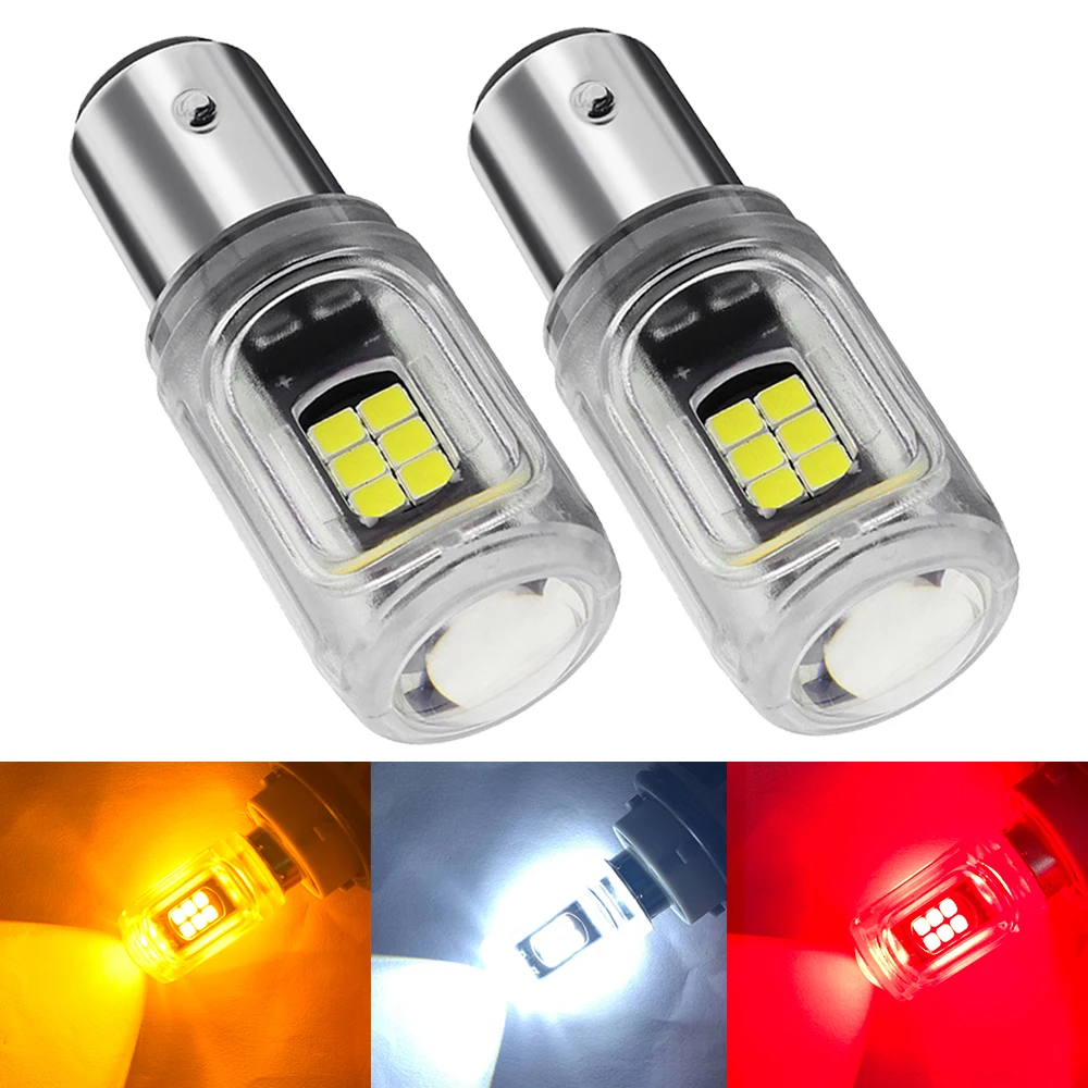 

2PCS 1156 BA15S P21W BAU15S PY21W P21/5W 1157 BAY15D LED Bulbs 2835 16SMD Lamp Reverse Turn Signal Light Transparent LED 12V