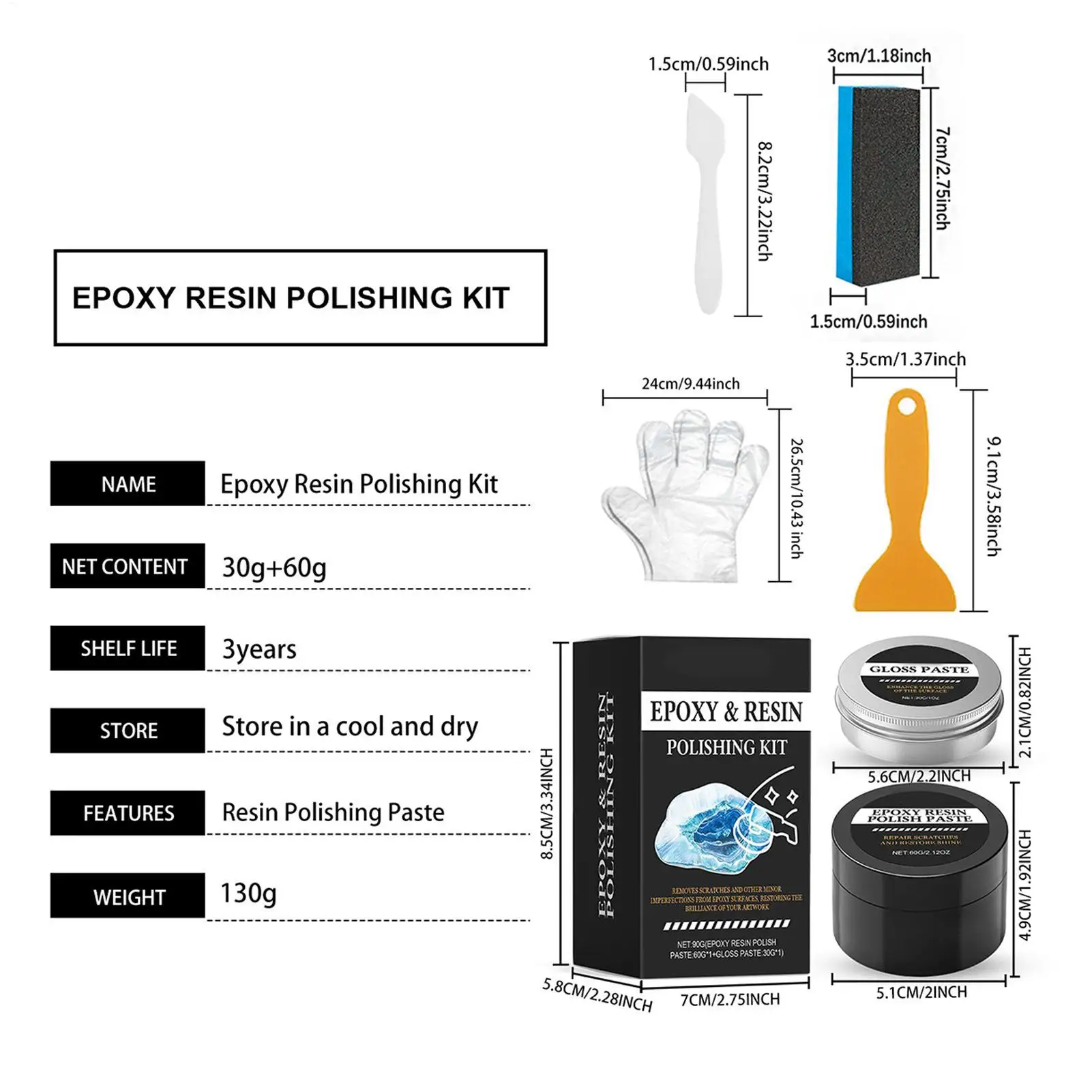 Epoxy Resin Polishing Kit Restore Luster Creamy Paste Epoxy Scratch Polishing Compound for Homeowners Beginners Art Projects